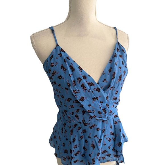 PARKER Blue Floral Side Zip Tank Top Blouse Size Small - Picture 3 of 6